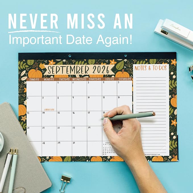 Hadley Designs Large Teacher Desk Calendar 2026-2027 - Desktop Calendar 2026, 18-Month Academic Desk Calendars for School, Home & Office, Cute Classroom Must Haves, Back to School Teacher Gifts
