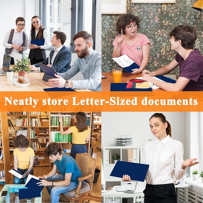 pmybupo Two Pocket Folders,50 Pack Blue File Folders with Pockets Fit Letter Size Paper,Thick Paper File Folder for School Office Business Home,Assorted 6 Colors