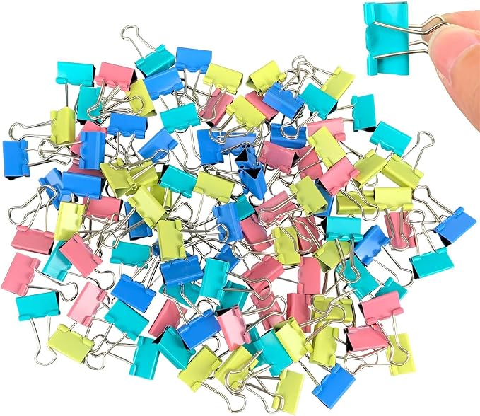 Ykimok 120 Pcs Colored Binder Clips, 3/4inch(19mm), Small Size for Office Supplies, 4 Vibrant Colors