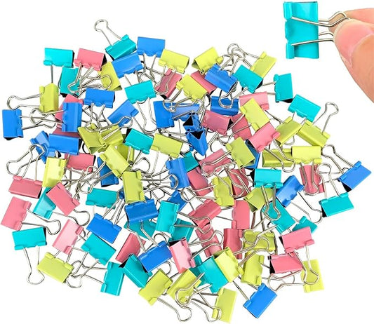 Ykimok 120 Pcs Colored Binder Clips, 3/4inch(19mm), Small Size for Office Supplies, 4 Vibrant Colors