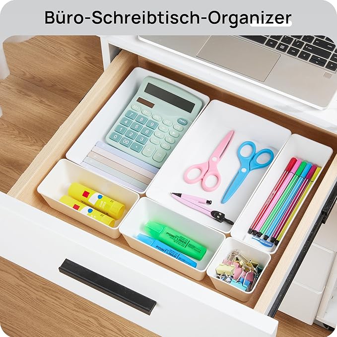 Vtopmart 25 PCS Plastic Drawer Organizers Set, 4-Size Versatile Bathroom and Vanity Drawer Organizer Trays, Storage Bins for Makeup, Bedroom, Kitchen Gadgets Utensils and Office | 4-Size Versatile Makeup Organizer, Storage Containers Small Bins for Mak...