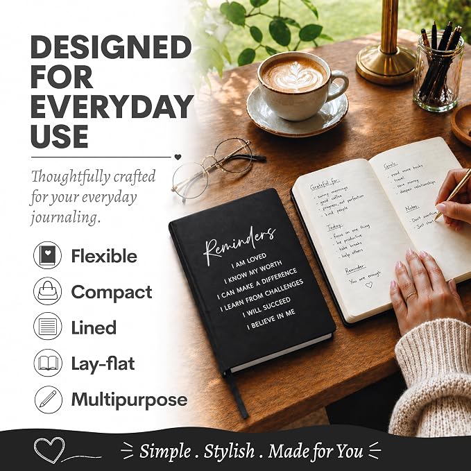 WORLD TRAVELER Eccolo Lined Journal Notebook, Flexi-Cover, Reminders, 256 Ruled Pages, Medium 5.75-x-8.25 inches | Sturdy Flexible Hardcover, 80GSM Acid-Free Ivory Pages, Smyth-Sewn Lay-Flat Binding, Ribbon Bookmark