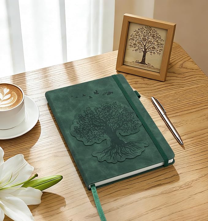 ALKALO Lined Journal Notebook for Women Men, A5 Hardcover Leather Journals for Writing, 200 Pages Thick Paper, Daily Journal Notebook for Work, School, Note Taking, Business, Travel, College Ruled