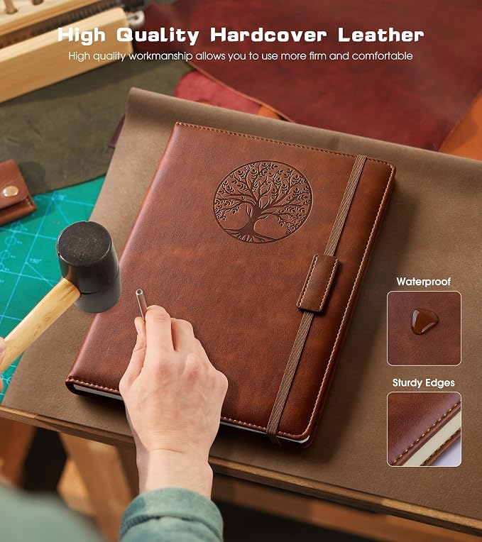 Biuwory Leather Journal Notebook,256 Thick Lined Pages,Hardcover 5.7"×8.3" | Vintage Journal for Women Men,Work,School,Business,Travel Diary,Note taking,College Ruled Writing,Daily Journaling Notebook