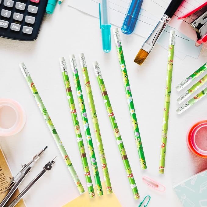 Xqumoi 60Pcs Frog Pencils with Eraser - Summer Frog #2 HB Pencils, Back to School Classroom Student Rewards, Back to School Office Supplies, Party Goodie Bag Fillers Stuffers, Birthday Party Favors