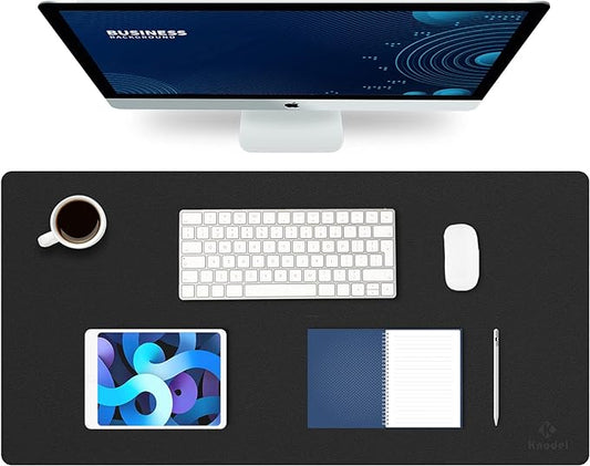 K KNODEL Large Office Desk Mat, Leather Mouse Pad (31.5"x15.7", Black) | Desk Pad, Keyboard Pad, Computer and Laptop Mat, Desktop Protector and Cover, Writing Pad and Blotter for Home Office