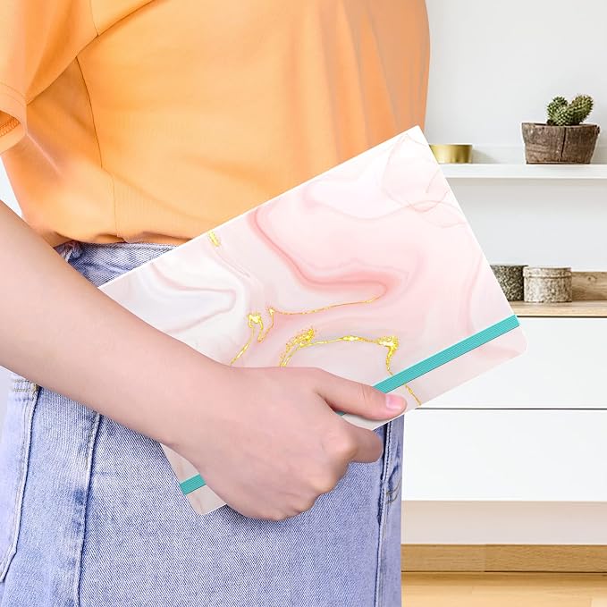 Lined Journal Notebook, Pink Marble Hardcover, Medium 5.7 x 8.4 in, 160 Pages Thick Paper, Cute Aesthetic A5 College Ruled Notebook for Journaling Writing Work Office School Women Girls