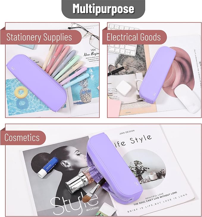 Mr. Pen- Silicone Pencil Case, Aesthetic Pencil Bag for Women, Makeup Pouch | Multifunctional Pouch for Stationery, Cosmetics and Electrical Goods Storage