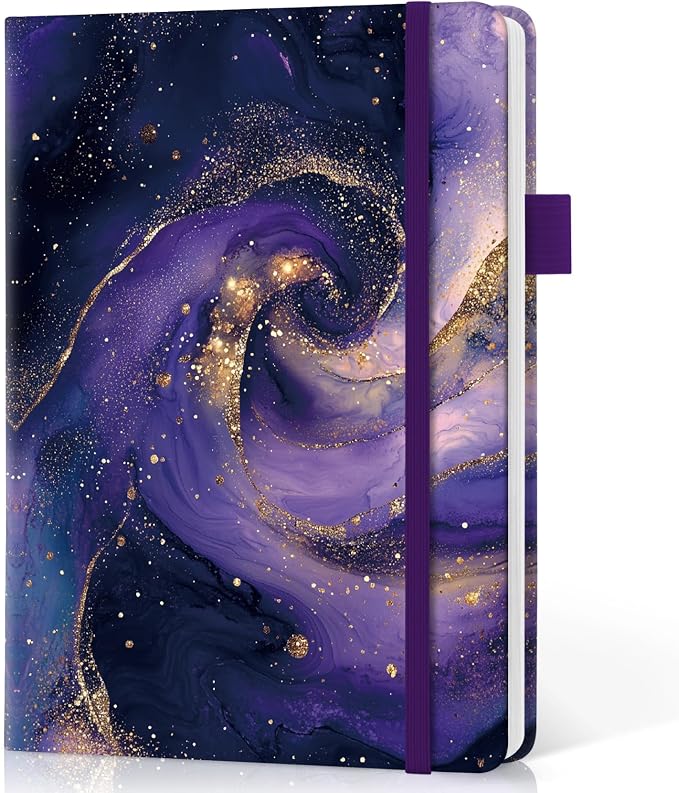 Taja Lined Journal Notebook for Women & Men, Hardcover Leather Journal for writing, A5 College Ruled Notebook for Work & Note Taking, Perfect for Office School Home Supplies, 160 Pages, Cosmic Amethyst