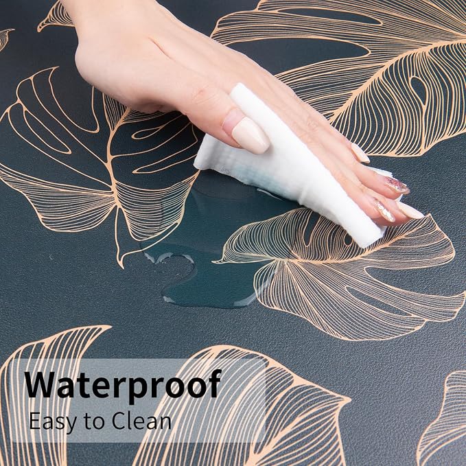 Colorful Star Monstera Leaves PU Leather Desk Mat, 31.5" x 15.7" | Large Waterproof Non-Slip Gaming Mouse Pad, XXL PC Laptop Protector Pads, Desk Writing Pads for Office Home