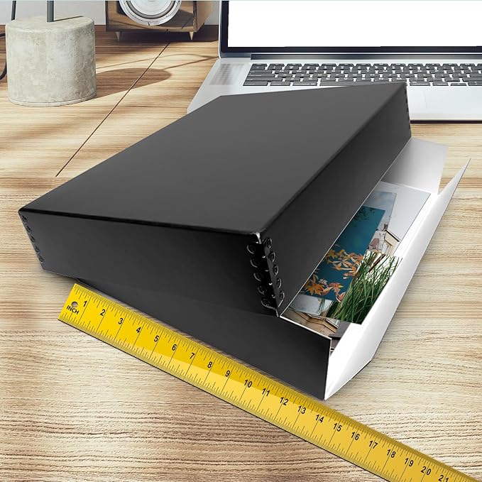 Golden State Art, Drop Front Archival Storage Box, 13.75"x19.75"x3"-Black | Acid-Free 13x19 Museum Photo Storage Box with Metal Edge, Preserve Documents, Prints, Poster, Photographs, Arts And Crafts