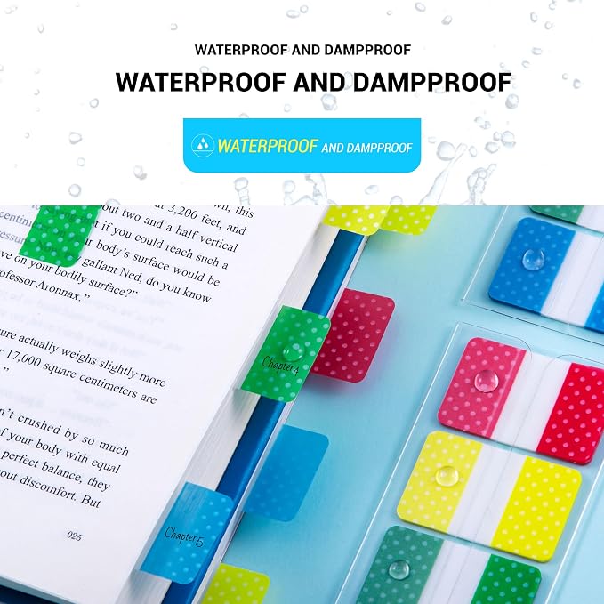 Golcellia 400 Pieces Sticky Index Tabs Transparent Sticky Notes, Colored Page Markers for Bookmarks, Writable and Repositionable Index Annotation Tabs（Polka Dots）
