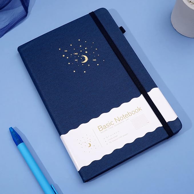 CAGIE Lined Journal Notebook for Work, Hardcover Notebook Journal with Pen Loop, A5 Notebook Journal Cover, Medium 5.7" x 8.3", (Blue Ruled), Gifts