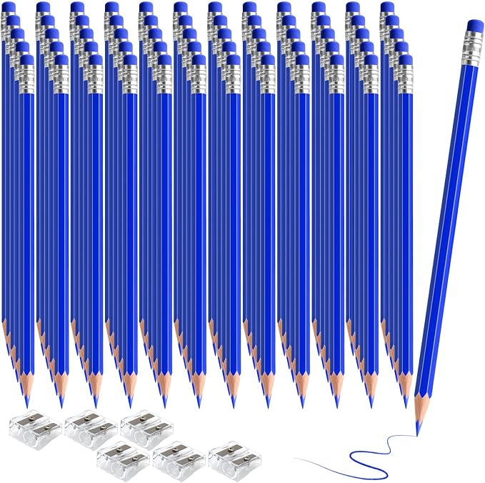 120 PCS Blue Pencils Bulk Erasable with Eraser, Pre-Sharpened HB Pencils for Writing & Drawing, School Supplies for Kids Homework, Tests, Art Crafts & Teacher Grading (Blue)