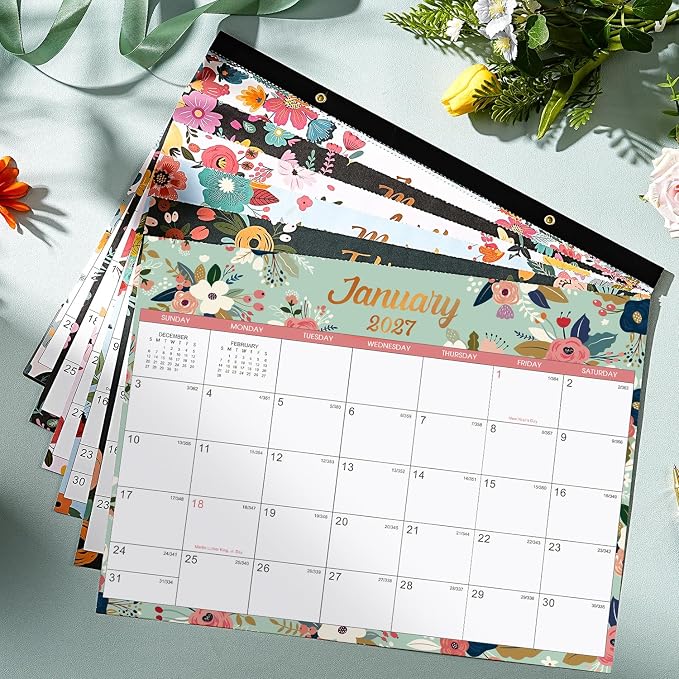Desk Calendar/Calendar 2026-2027- Jul. 2026 - Dec. 2027 | 18 Monthly Desk/Wall Calendar 2026-2027,12" x 15", Thick Paper with Corner Protectors,