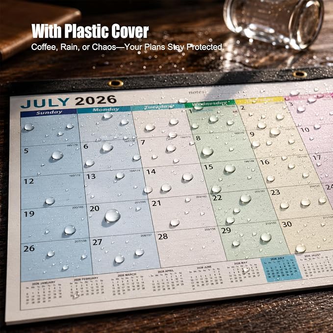 COMIX Desk Calendar 2026-2027,17" x 12" Monthly Desktop Planner Pad with Frosted Cover,18 Months July 2026 to December 2027,Thick 120 GSM Paper for Office School Home