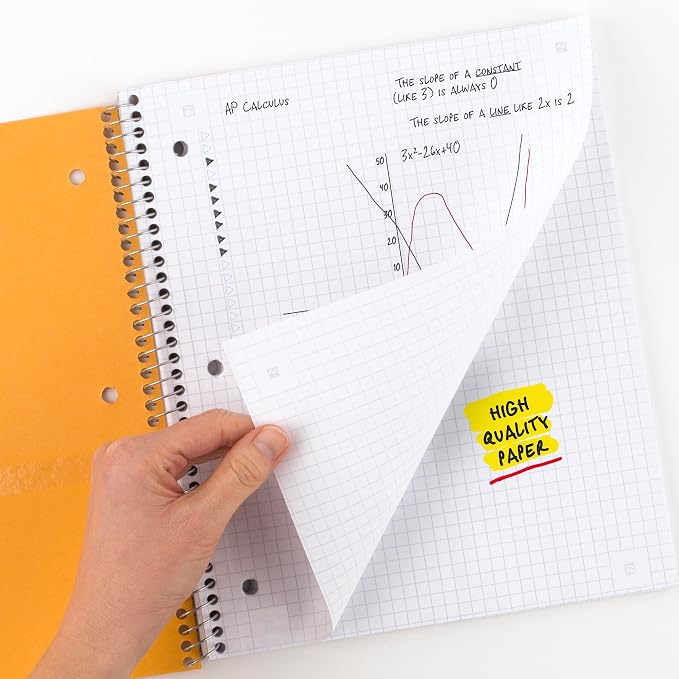 Five Star Spiral Notebook + Study App, 1 Subject, Graph Ruled Paper, 8-1/2" x 11", 100 Sheets, Fights Ink Bleed, Water Resistant Cover, Sedona Orange (620000CD1) (Pack of 12)