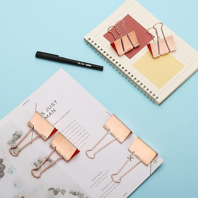 Mr. Pen- Metal Binder Clips, 12 pcs, 2 Inches, Extra Large Size | Rose Gold Binder Paper Clips, Paper Clamps for Office Supplies, Home, School, Business, Document Organizing