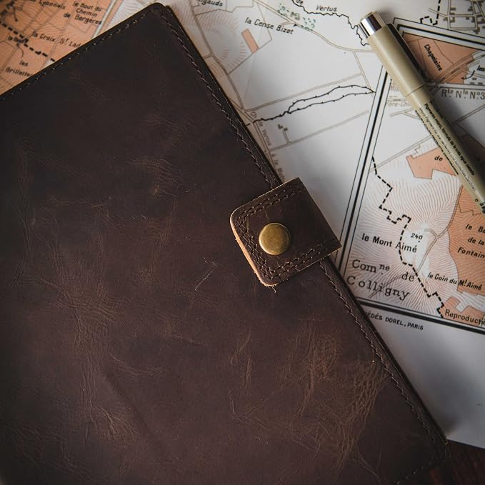 Modest Goods Refillable Leather Journal | Premium Lined A5 Notebook Cover | 200 Ruled Writing Pages | Card Holder Slot | Leather Bound Journals for Men & Women, Best Gift Travel Diary, Cool Planner