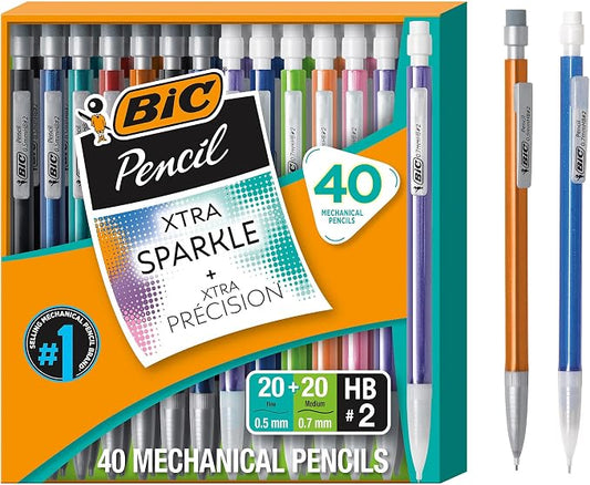 BIC Mechanical Pencils #2 XtraSmooth, 20 .7mm & 20 .5mm, Pack of 40 | Assorted Colored Barrels, Bulk School Supplies for Teachers and Classrooms, 40-Count Pack