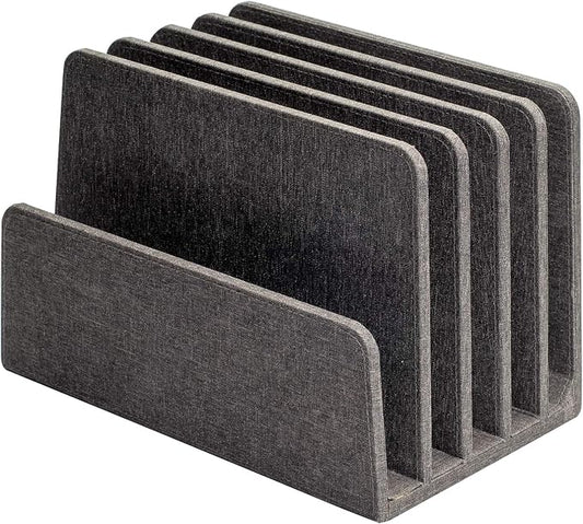 MobileVision Executive Dark Gray Desktop File Folder Organizer and Paper Tray, 5 Slot Dividers