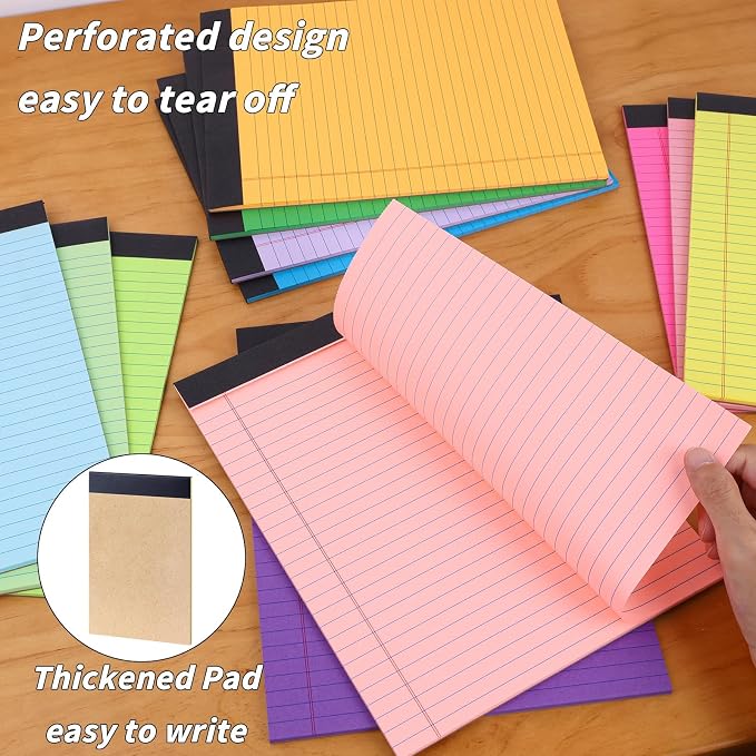 Oleitodh 36 Pack Legal Pads 8.5 x 11 Wide Ruled Colored Note Pads | 30 Sheets Per Pad, Micro-Perforated, 80 GSM Paper, Smooth Writing, School, Office, Home, Meetings, Note Taking