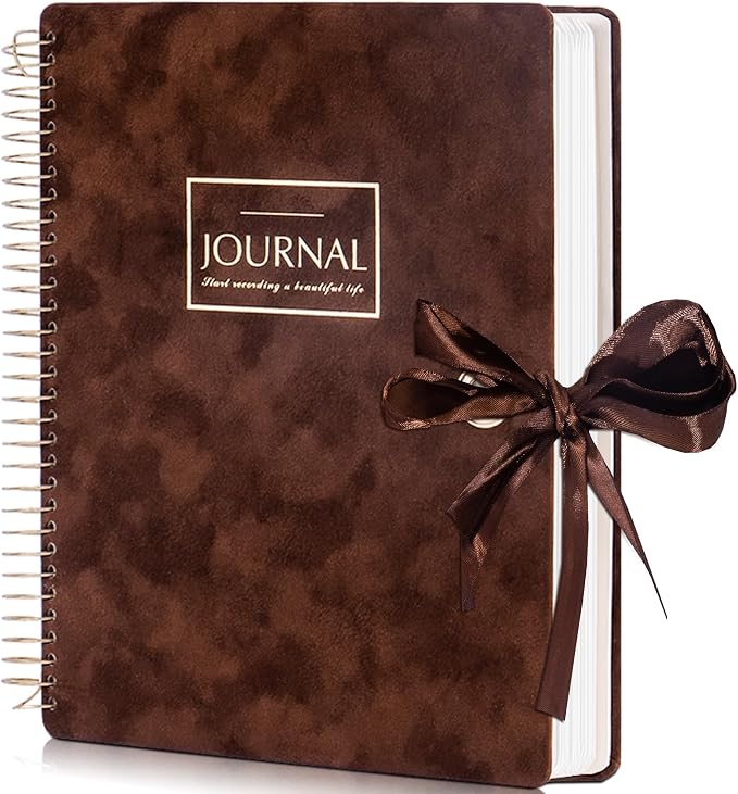 Flying Eagle Spiral Notebook, Velvet Hardcover, 8.5 x 11 in,Brown | 300 Lined pages, Vintage Journal for Women & Men, Comes with Premium Gift Box for Writing