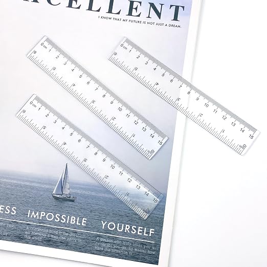 3 PCS Clear Plastic Ruler 6 Inch School Straight Short Transparent Small Ruler Measuring Tool for Drawing Straight Lines Underlining, Bookmark