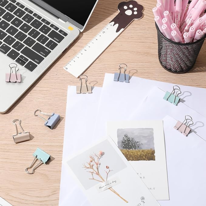Jetec 500 Pieces 1 Inch Pastel Binder Clips Medium Colorful Paper Clamps Metal Paper Clips for Teachers Students Classroom Business Office and School Office Supplies