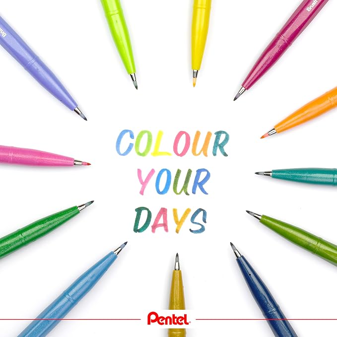 Pentel Fude Touch Sign Pen, Pink, Felt Pen Like Brush Stroke (SES15C-P)