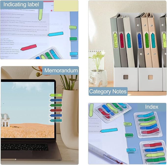 Ericter Sticky Tabs 3X300 Pieces, Annotation Tabs Sign Here Tabs, Index Tabs Writable and Repositionable Arrow Stickers, Page Markers Labels for Reading Notes, Books and Classify Files