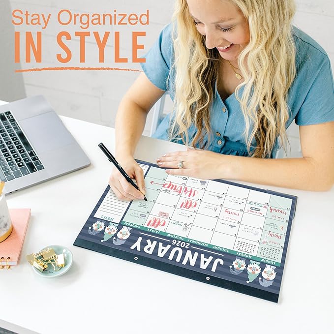 Hadley Designs Large Teacher Desk Calendar 2026-2027 - Desktop Calendar 2026, 18-Month Academic Desk Calendars for School, Home & Office, Cute Classroom Must Haves, Back to School Teacher Gifts