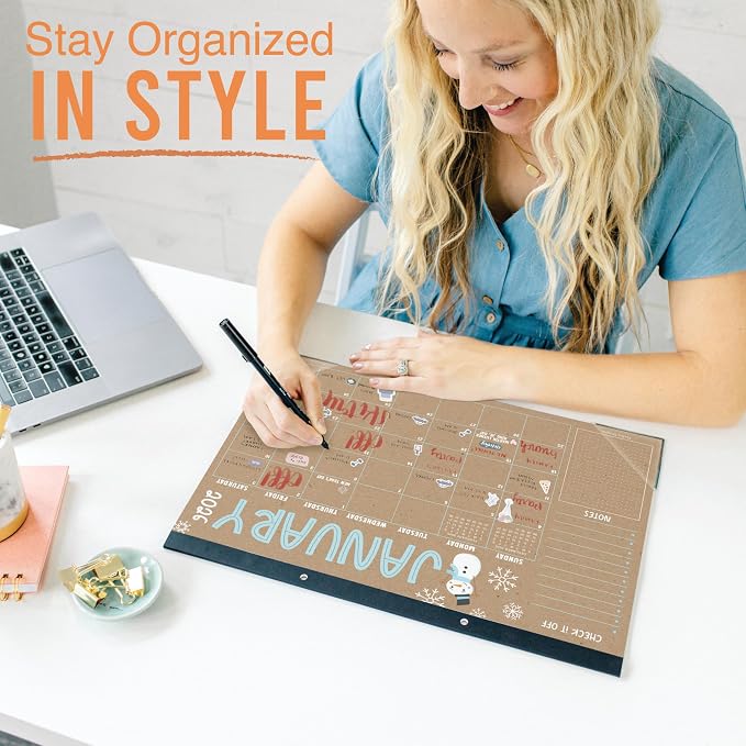 Hadley Designs Large Teacher Desk Calendar 2026-2027 - Desktop Calendar 2026, 18-Month Academic Desk Calendars for School, Home & Office, Cute Classroom Must Haves, Back to School Teacher Gifts