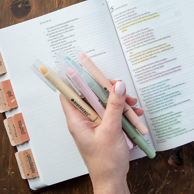 DIVERSEBEE Bible Highlighters and Pens No Bleed, 8 Pack Assorted Colors Gel Highlighters Set, Cute Bible Markers for Study Journaling School Supplies and Accessories (Pastel)