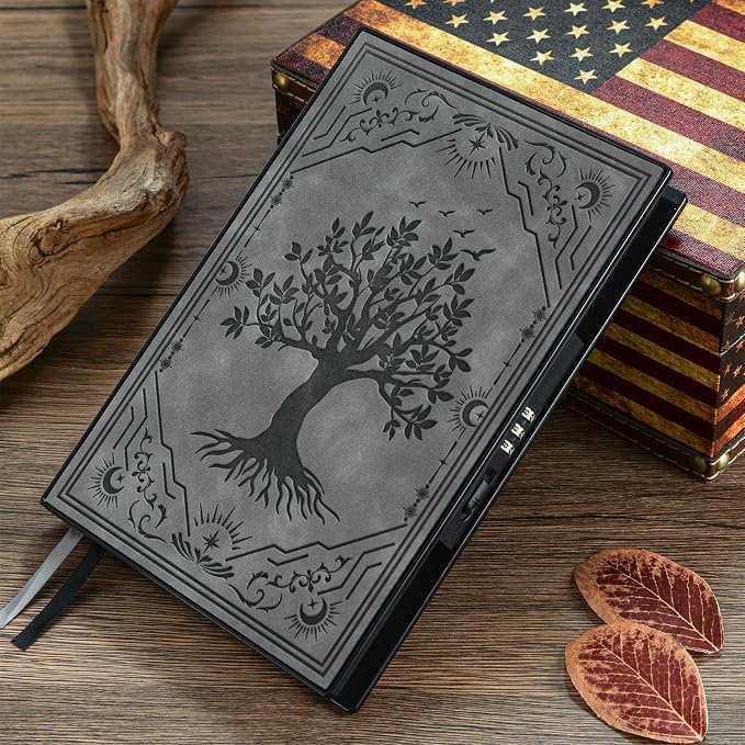 ZXHQ Diary with Lock, Hardcover(14.8 cm x 21 cm) Leather Lock Journal, Built-in Lock, 180° Lay Flat, Tree of Life Embossed Cover, 100 Gsm Thick Paper