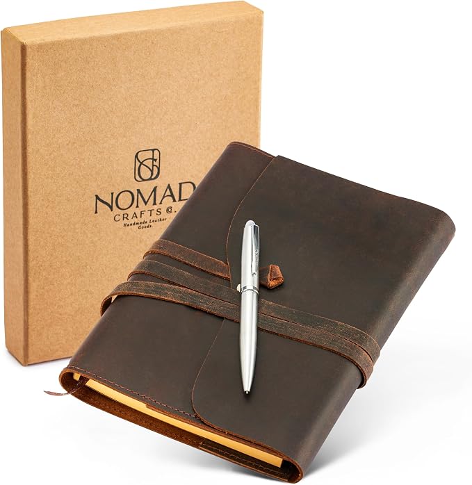 Premium Leather Journal for Men Women - Refillable Leather Notebook Cover with Pen - Leather Bound Notebook Lined Paper A5, Travel Journal - Ideal for Writing, Journals, and Notebooks