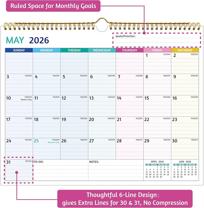 2026-2027 Wall Calendar - Run Now to Jun 2027, 14.57 x 11.42 In, 2026 Calendar, 18 Months Calendar 2026-2027, Monthly Calendar with Ruled Blocks, Thick Paper, Holidays, To-do ＆ Notes