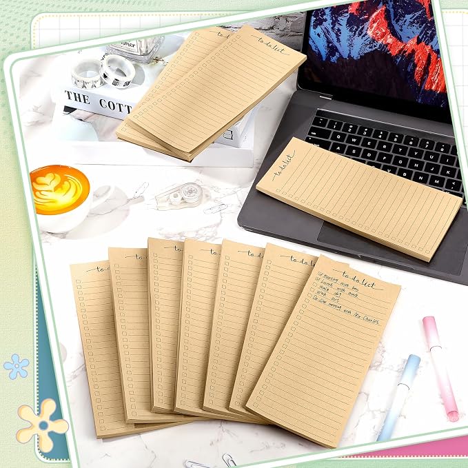 Censen 10 Pack 500 Sheets to Do List Notes Daily Checklist Notepad with 50 Sheets Undated Memo Pad Color Block Shopping List Weekly Plan Notepad Organizer Planners(Wood Color,Lined)