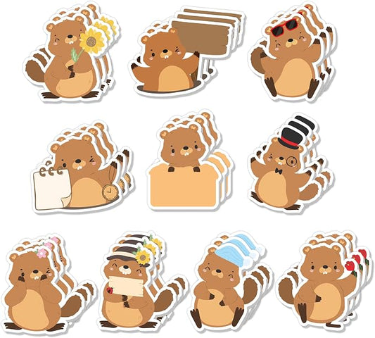 Xqumoi 30 Pack Groundhog Sticky Notes - Cute Animal Self Sticky Notepads Notes Pads Writing Memo Pads Office School Supply Birthday Groundhog Lover Gift Goodies Bag Fillers