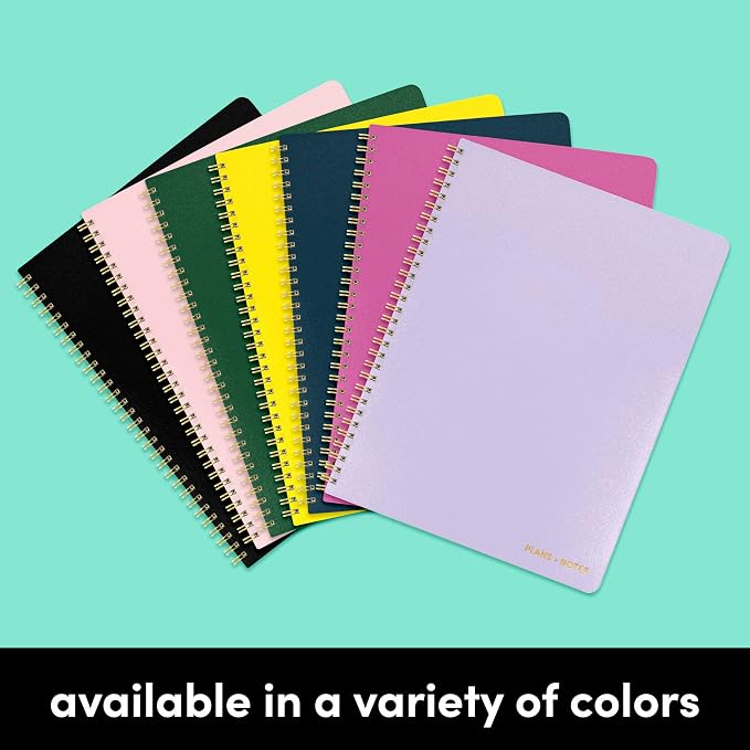 PAPERAGE Undated Daily Planner & To Do List Notepad (Black), 8.5 in x 11 in, Spiral Bound Planner Notebook for Work, School or Home, 104 Lined Pages With Date Tracker for Plans & Notes