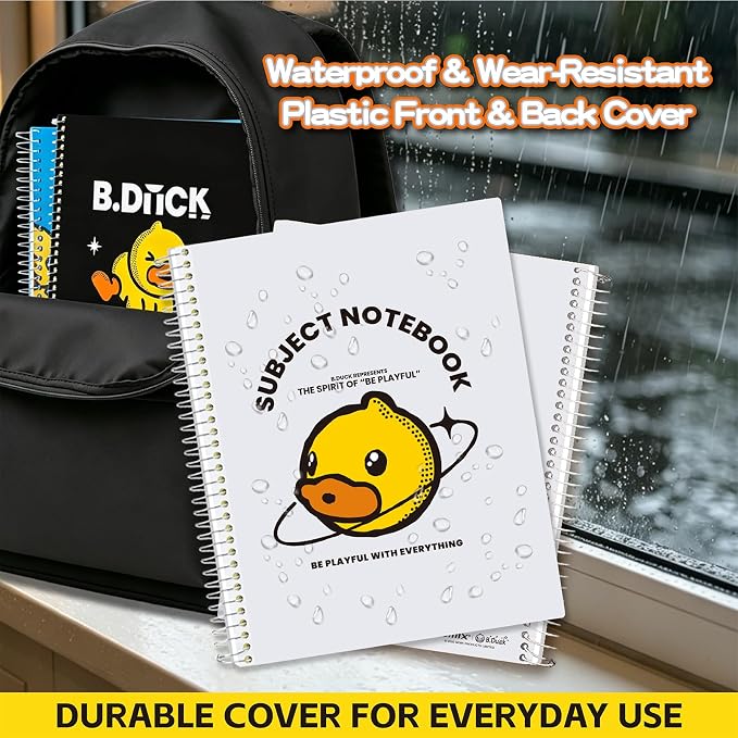 Comix Plastic Cover 5 Subject Notebook, 200 Sheets College Ruled Notebook | 5 Divider, 8-1/2" x 11", White
