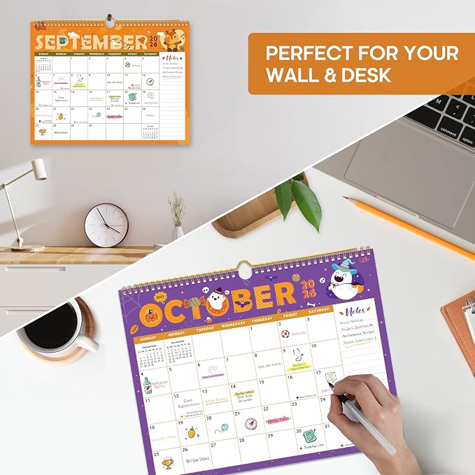 Calendar 2026-2027, Monthly Wall Calendar from April 2026 to December 2027, 11.5" x 14.7", Spiral Binding Hanging Wall Calendar, Perfect for Home or Office, Festival