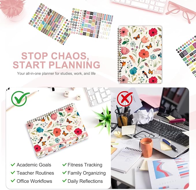 Planner 2026-2027, Weekly and Monthly Academic Year Calendar Planner, July 2026 - June 2027, Daily Agenda Book for Office School Supplies, A5(6.3'' x 8.5'')
