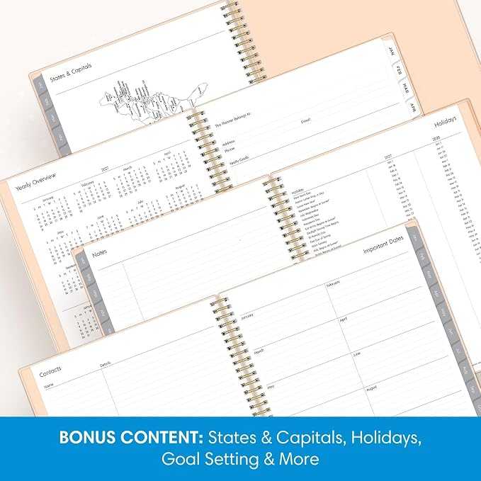 Blue Sky 2027 Weekly & Monthly Planner, 8.5"x11", Enterprise Blush Pink | January 2027 - December 2027, Flexible Cover, Durable Twin Wire Binding, Laminated Tabs, Storage Pocket