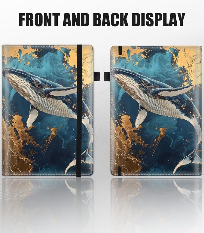Hardcover Executive Notebooks, A5 PU Leather Lined Journal Notebook, 200 Pages Thick Paper Subject Notebooks for School,Work,Home Writing Business Notebook, Diary Book ，Whale