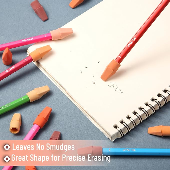 Mr. Pen- Pencil Top Erasers, 120 Pack, 6 Different Sunset Orange Colors | Latex-Free & No Smudge Pencil Eraser Tops