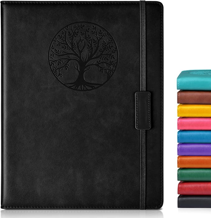 Biuwory Leather Journal Notebook, 256 Thick Lined Pages, Hardcover 8.6"×11" | A4 Large Vintage Journal for Women Men,Work,School,Business,Travel Diary,Note taking,College Ruled Writing,Daily Journaling
