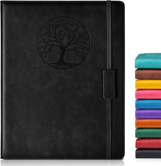 Biuwory Leather Journal Notebook, 256 Thick Lined Pages, Hardcover 8.6"×11" | A4 Large Vintage Journal for Women Men,Work,School,Business,Travel Diary,Note taking,College Ruled Writing,Daily Journaling
