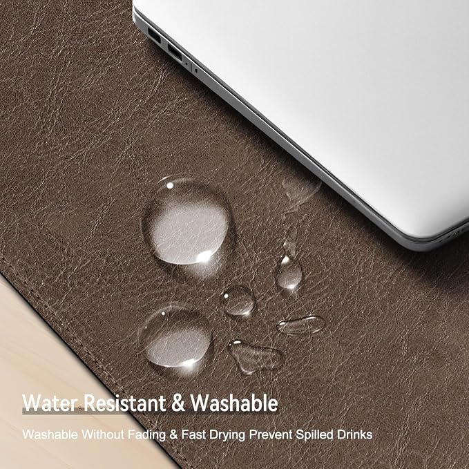 Imitation Crazy Horse Leather Desk Mat - Waterproof Desk Pad - Ideal for Large Mouse Pad and Desk Mats on Top of Desks (Chestnut+Chestnut, 33"*13")