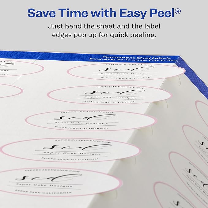 Avery Printable Blank Oval Labels, 2" x 3-1/3", Textured Matte White, 80 Customizable Labels (22829)